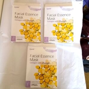 Epielle Facial Essence Mask Collagen With Vitamin E - Lot of 3 Boxes 11 Total Pc